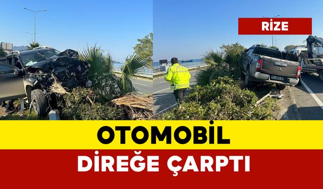 Otomobil direğe girdi: 2 yaralı