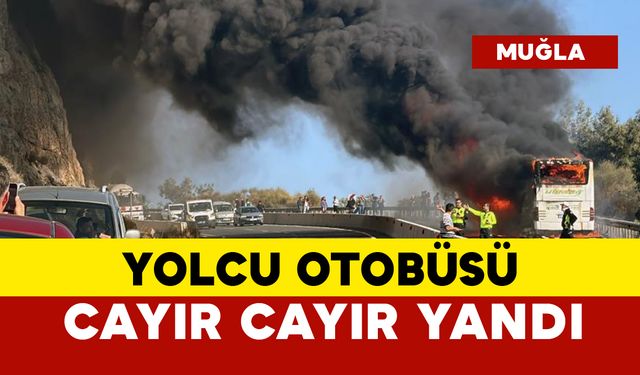 Yolcu otobüsü cayır cayır böyle yandı