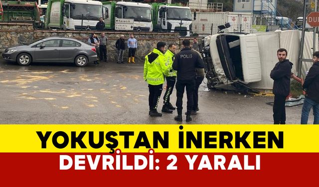 Beykoz’da Dik Yokuşta Kamyon Devrildi: 2 Kişi Yaralandı