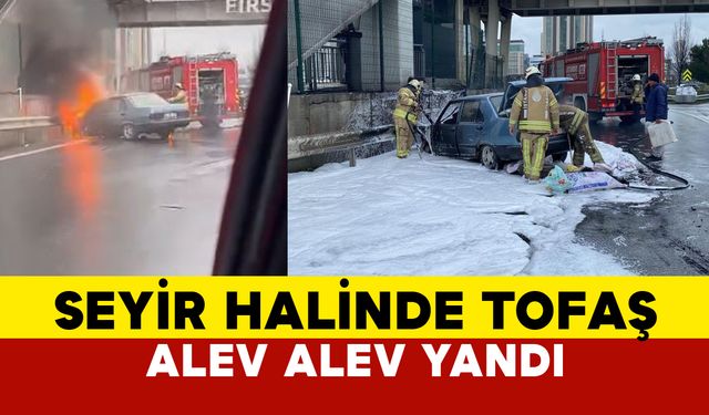 Büyükçekmece'de Seyir Halindeki Otomobil Alev Aldı: Trafik Kilitlendi