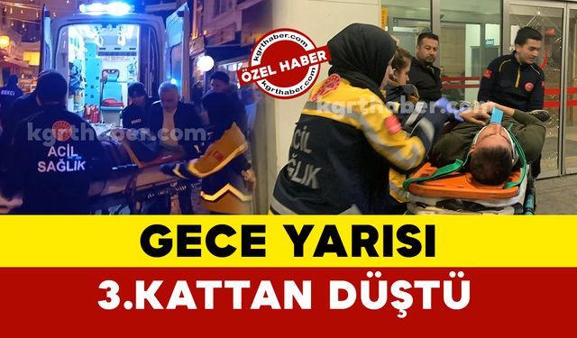 Karaman’da 3.kattan düşen genç adam hastanelik oldu