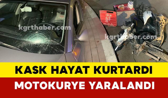 Karaman’da motokurye ile otomobilin çarpıştığı kazada kask hayat kurtardı