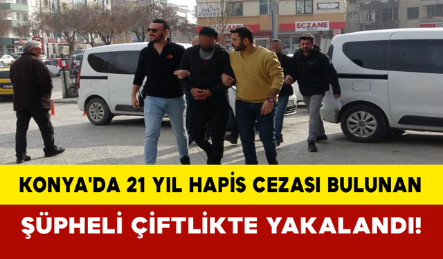 Konya'da 21 yıl kesinleşmiş hapis cezası bulunan şüpheli çiftlikte yakalandı