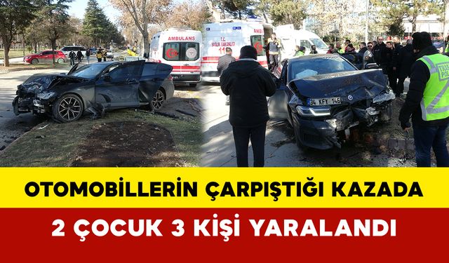 Otomobillerin Çarpıştığı Kazada 2 Çocuk, 3 Kişi Yaralandı