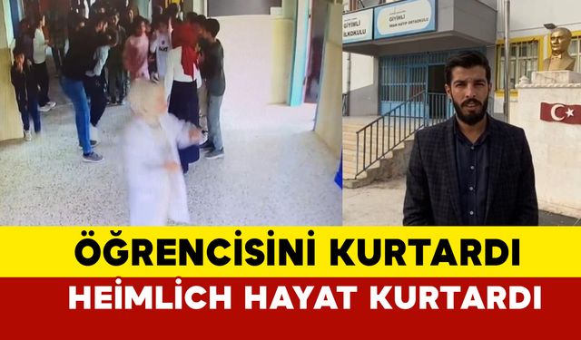 Şanlıurfa’da Öğretmen, Boğazına Şeker Kaçan Öğrenciyi Heimlich Manevrasıyla Kurtardı