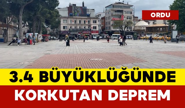 Ordu'da 3.4 Büyüklüğünde Deprem