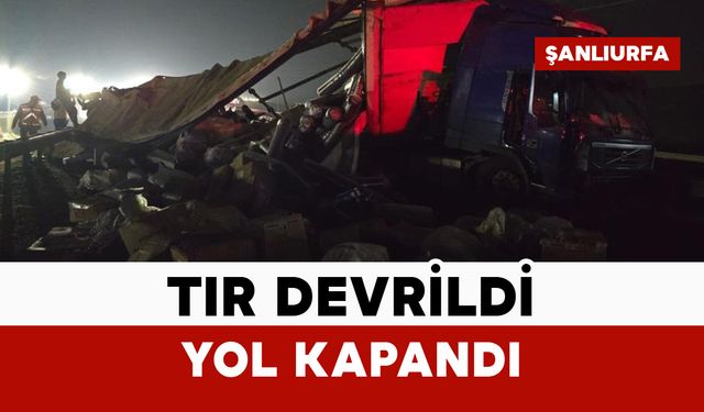 Tekstil malzemesi yüklü tır devrildi