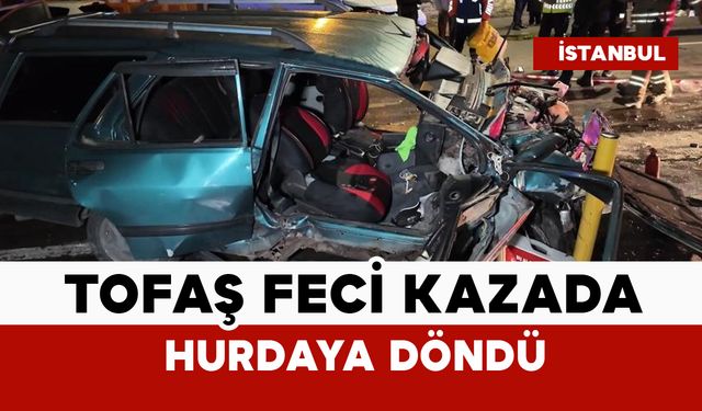 Zincirleme kaza: Tofaş araç hurdaya döndü