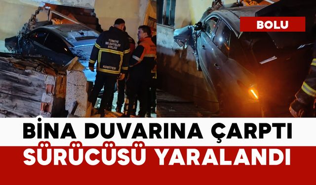 Bina duvarına çarptı: sürücü yaralı