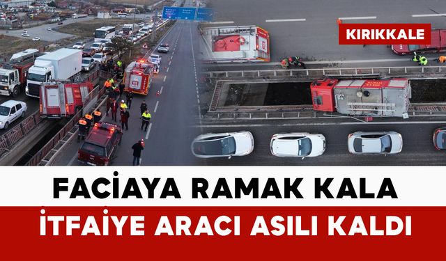 Faciaya ramak kala, itfaiye aracı asılı kaldı: 3 yaralı