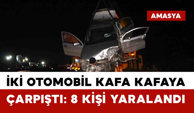 İki otomobil kafa kafaya çarpıştı: 8 yaralı