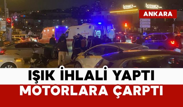 Işık ihlali yaptı, motorlara çarptı: 2 yaralı