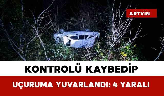 Otomobil uçuruma yuvarlandı: 4 yaralı