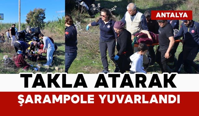 Takla atarak şarampole yuvarlandı: 3 yaralı