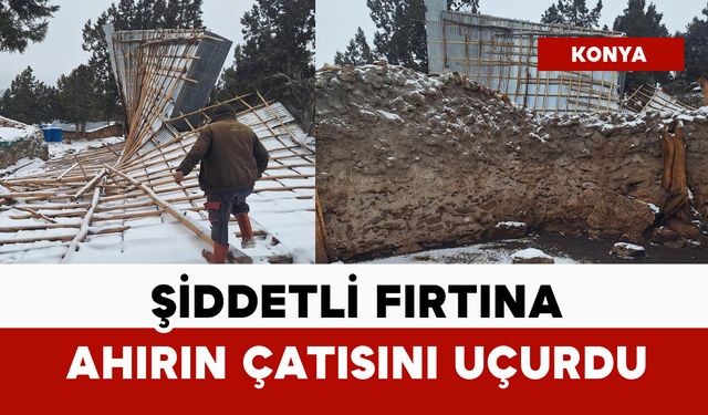 Şiddetli fırtına ahırın çatısını uçurdu