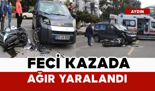Motosikletli feci kazada ağır yaralandı