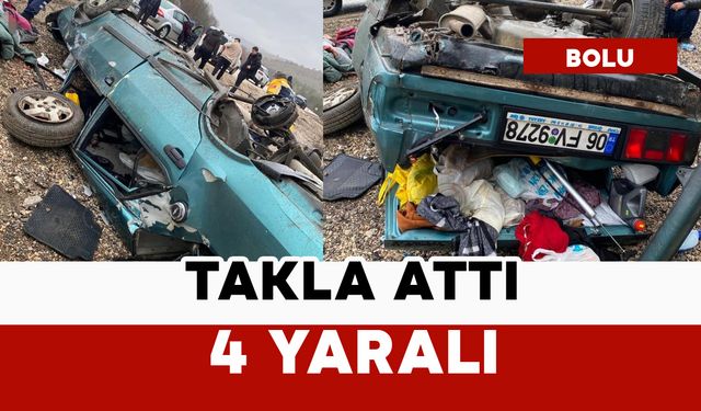 Otomobil takla attı, 4 kişi yaralandı