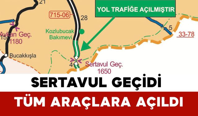 Sertavul Geçidi Tüm Araçlara Açıldı