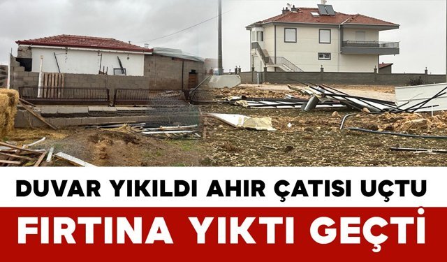Tavşanlı Köyü’nde Fırtına Ahırın Çatısını Uçurdu