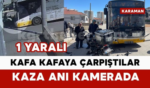 Belediye otobüsüyle motokuryenin çarpışma anı kamerada: 1 yaralı