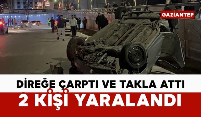Direğe çarptı, takla attı: 2 yaralı