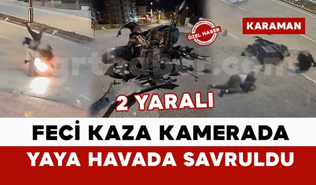 Karaman'da feci kaza anı kamerada, yaya havada savruldu: 2 yaralı