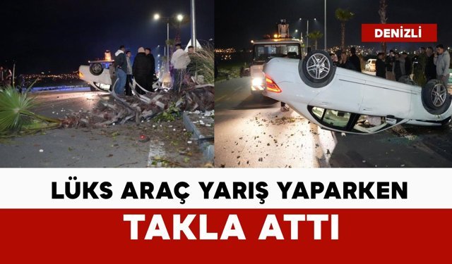 Lüks araç yarış yaparken kaza yaptı: takla attı