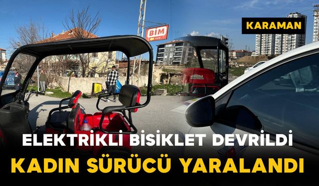 Otomobilin teğet geçtiği üç tekerlekli elektrikli bisiklet devrildi: 1 yaralı