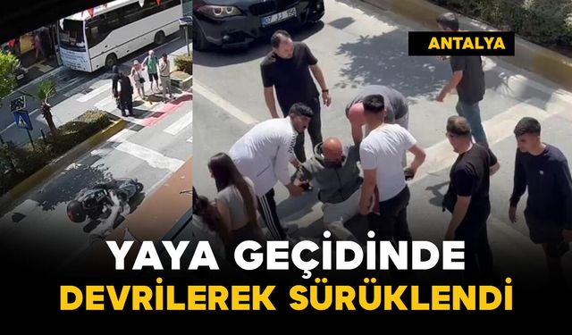Yaya geçidinde devrildi ve sürüklendi