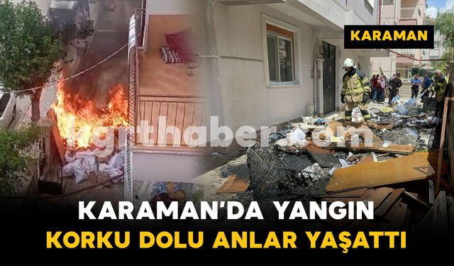 Apartman bahçesindeki eşyalar alevlere teslim oldu