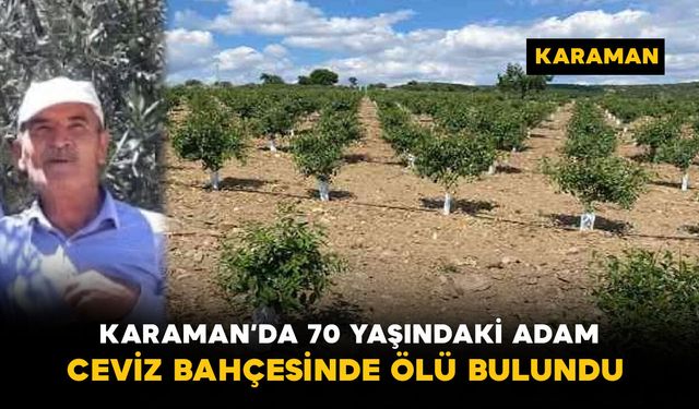 Karaman'da 70 yaşındaki adam ceviz bahçesinde ölü bulundu