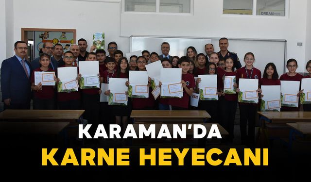 Karaman'da öğrencilerin karne sevinci