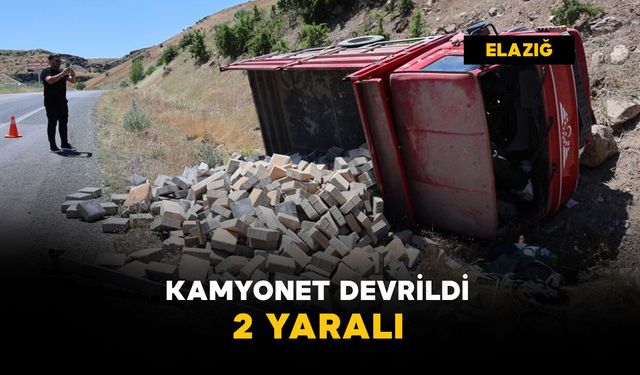 Parke taşı yüklü kamyonet devrildi: 2 yaralı