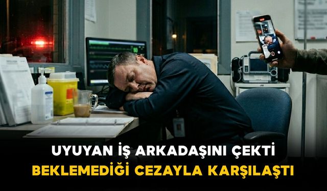 Uyuyan iş arkadaşını çekti: Beklemediği cezayla karşılaştı