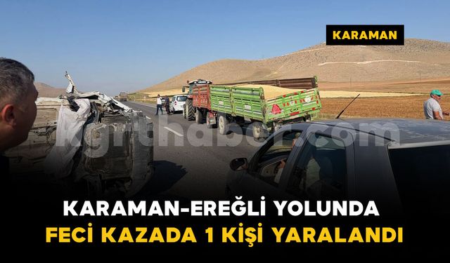 Traktör römorkuna arkadan çarpan hafif ticari araç devrildi: 1 yaralı
