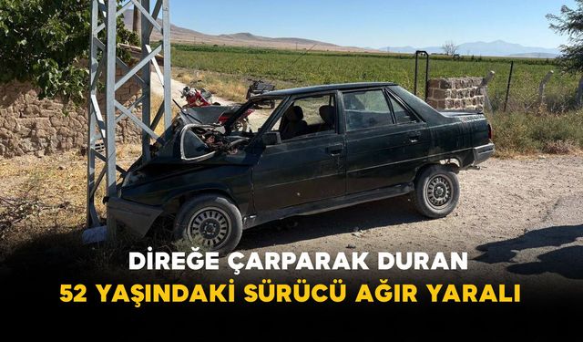 Direğe Çarparak Duran 52 Yaşındaki Sürücü Ağır Yaralı