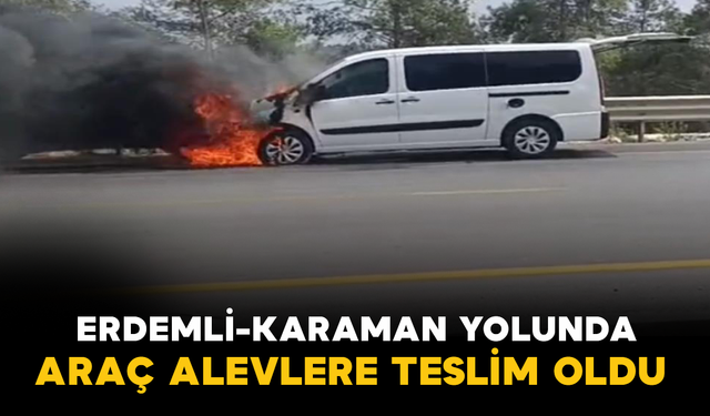 Erdemli-Karaman Yolunda Araç Alevlere Teslim Oldu
