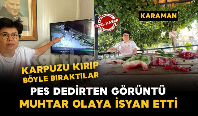 Karaman'da pes dedirten görüntü: karpuzu yumruklayıp yediler, artıklarını kamelyada bıraktılar