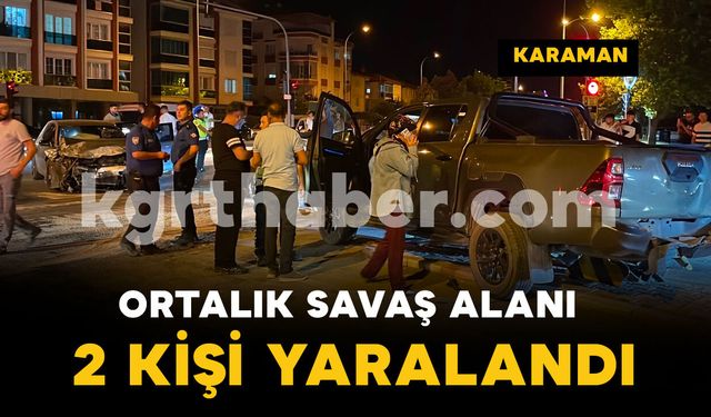 Karaman'da pikap ile otomobil çarpıştı: 2 yaralı