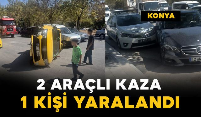 2 araçlı kazada taksi devrildi: 1 yaralı