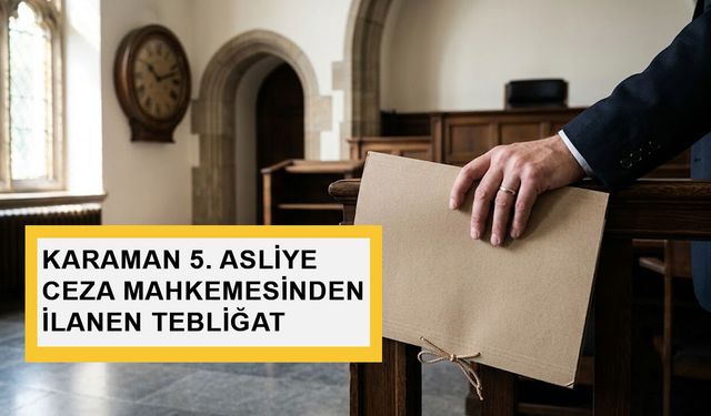 Karaman 5. Asliye Ceza Mahkemesinden İlanen Tebligat