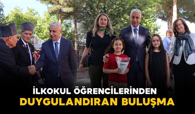 Karaman'da ilkokul öğrencilerinden duygulandıran gazi buluşması