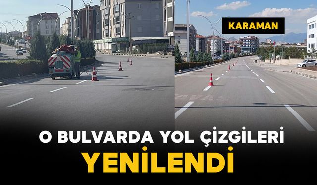 Karaman'da o bulvarda yol çizgileri yenilendi