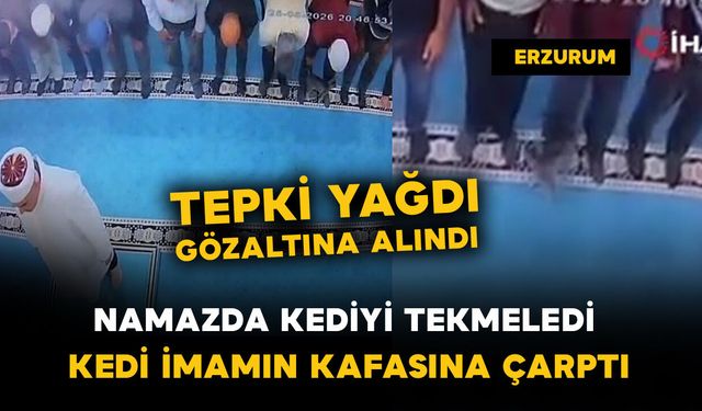 Namazda kediyi tekmeledi: pes dedirten görüntüler