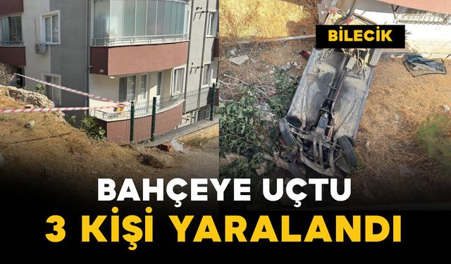 Otomobil bahçeye uçtu, 3 kişi yaralandı