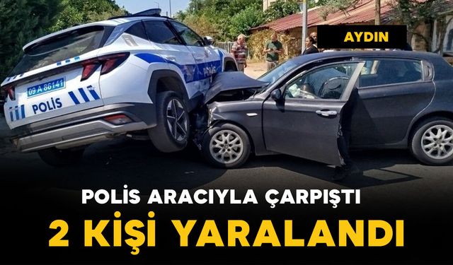 Polis aracıyla otomobil çarpıştı: 2 yaralı