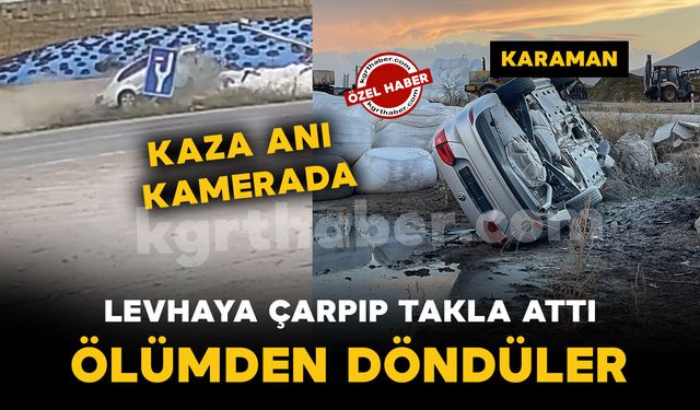 Karaman'da kontrolden çıkan otomobilin takla attığı kaza kamerada: 1 yaralı