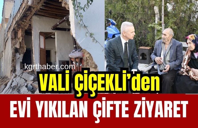 Karaman Valisi Çiçekli’den evi yıkılan aileye ziyaret