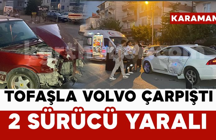 Karaman’da 2 otomobil kavşakta çarpıştı: 2 yaralı