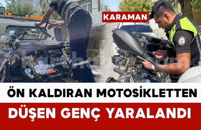 Ön kaldıran motosikletin arkasından düşen genç yaralandı